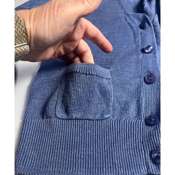 Loft purple/Blue 100% Linen Cardigan Sweater With Buttons & Pockets M womens - Picture 5 of 10